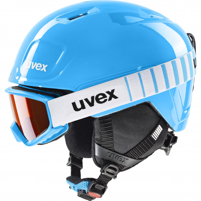 Uvex Heyya Set, skihjelm + skibrille, junior, blå thumbnail