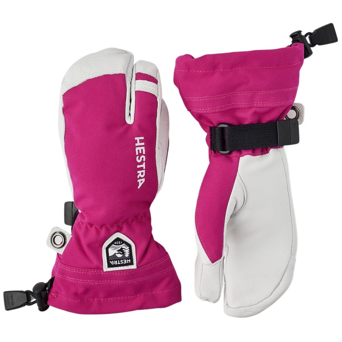 Brug Hestra Army Leather Heli Ski, 3-finger skihandsker, junior, pink til en forbedret oplevelse