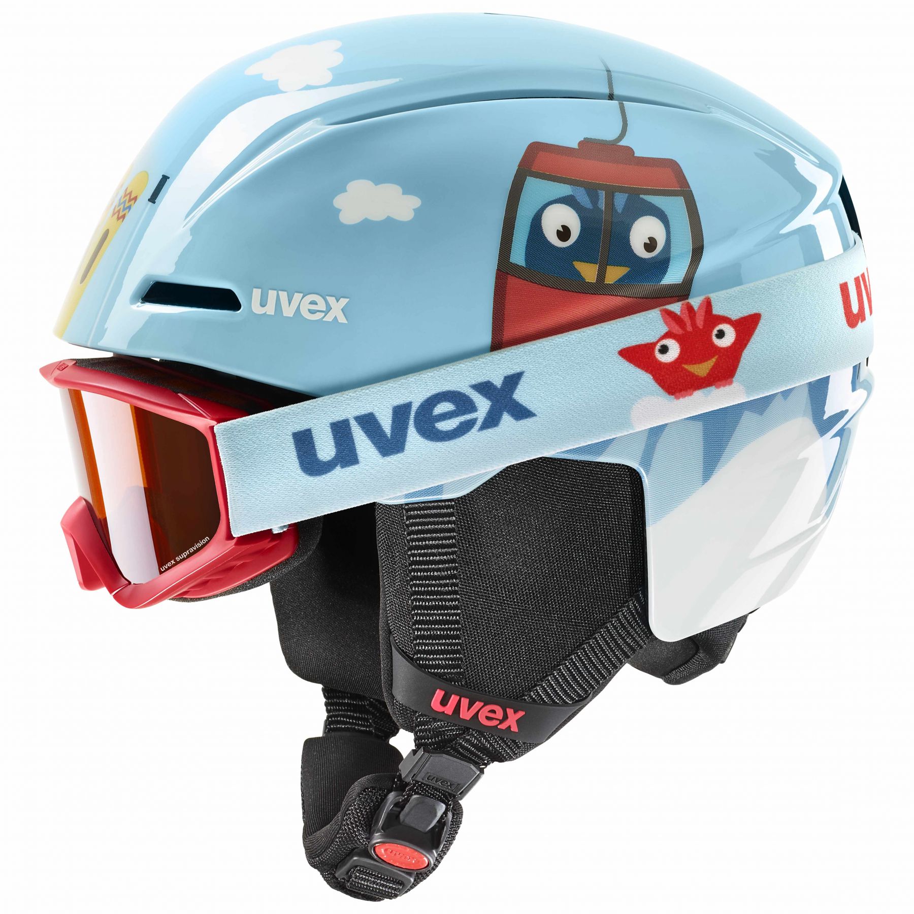 Se Uvex Viti Set, skihjelm + skibriller, junior, lyseblå hos AktivVinter.dk